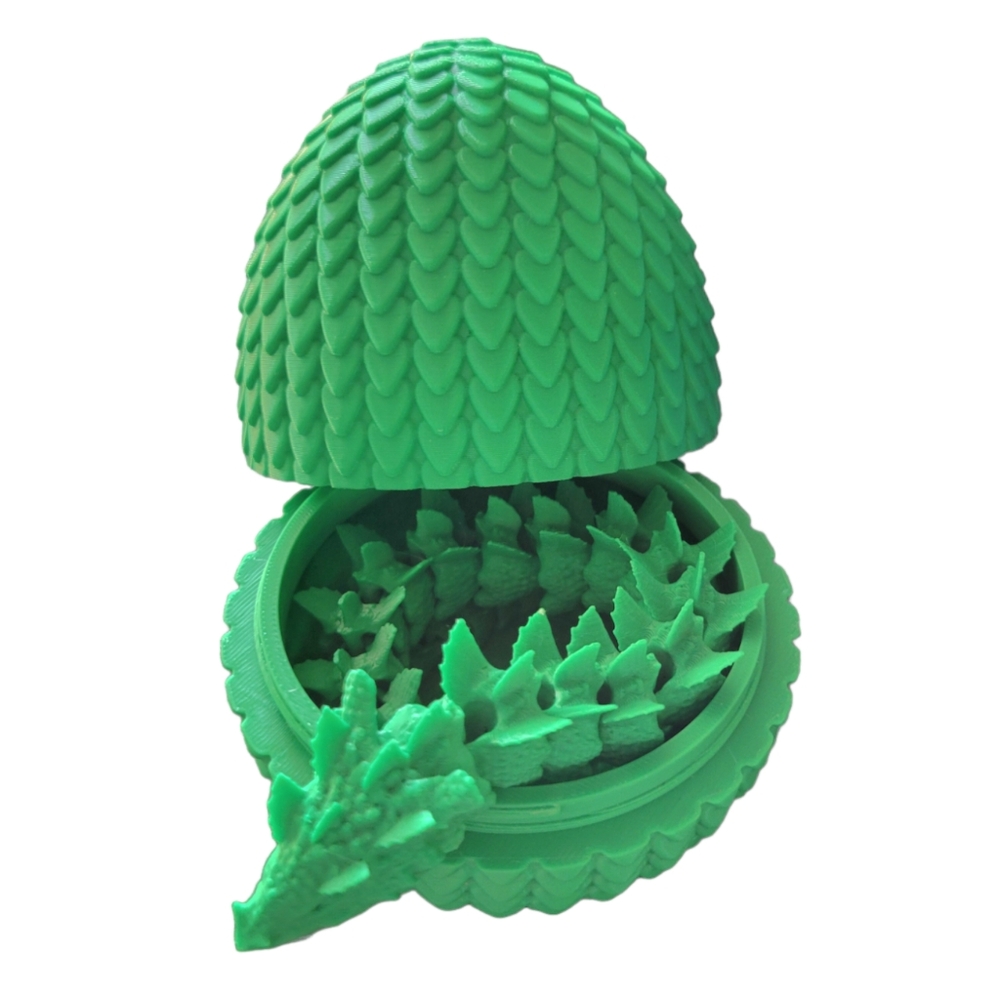 Green Dragon Egg with Articulated Aquatic Dragon 3D Printed
